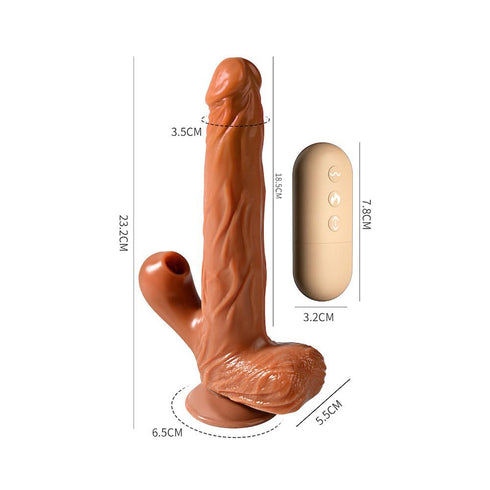 Lilo Realistic Heating and Thrusting Vibrating Dildo with Suction Stimulator (Wireless Remote)