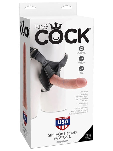 King Cock Strap on Harness with 8" Cock