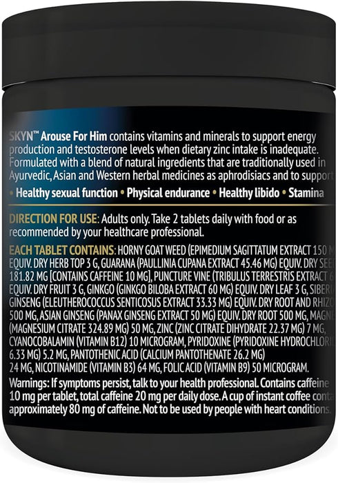 SKYN Arouse for Him Libido Supplements 60 Tablets