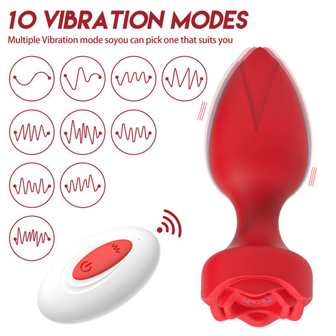 LoveQ Vibrating Rose Anal Plug - with Remote