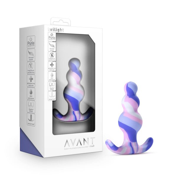 Avant By Blush - Twilight Blue: Artisan 3 Inch Tapered Stayput Butt Plug with Pleasure Curves