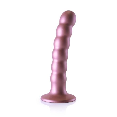 OUCH! Beaded Silicone G-Spot Dildo - Rose Gold - 13cm