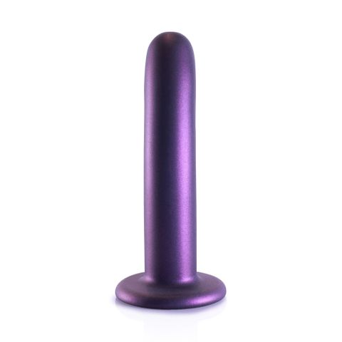 OUCH! Smooth Silicone G-Spot Dildo - Metallic Purple - 14.5 cm