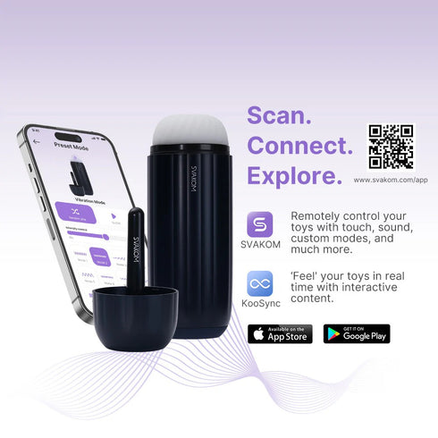 Svakom Sam Neo 2 Pro Interactive Heating Sucking and Vibrating Masturbator - Dark Blue