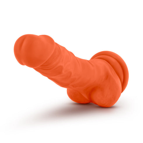 Neo Elite By Blush - 7.5 Silicone Dual Density Cock with Balls - Neon Orange