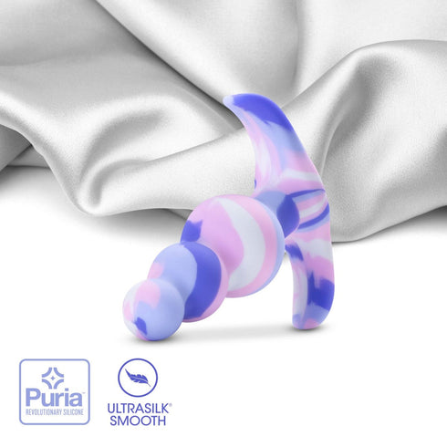 Avant By Blush - Twilight Blue: Artisan 3 Inch Tapered Stayput Butt Plug with Pleasure Curves