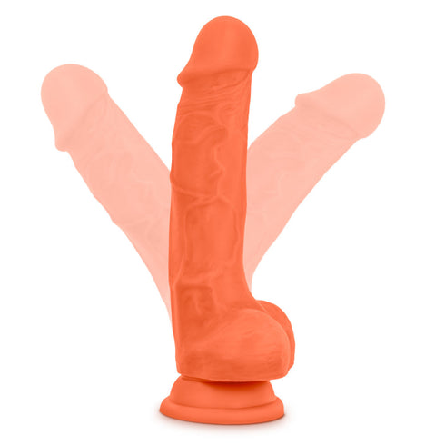 Neo Elite By Blush - 7.5 Silicone Dual Density Cock with Balls - Neon Orange