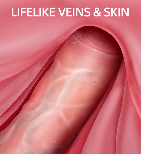 Drywell Bending Realistic Silicone Dildo with Balls - 8.6 Inch