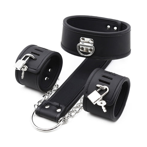 Premium Locking Collar and Wrist Cuffs with Chains