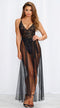 Sexy Backless Bodysuit with Sheer Maxi Skirt - Medium