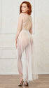 Sexy Backless Bodysuit with Sheer Maxi Skirt - Medium