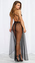 Sexy Backless Bodysuit with Sheer Maxi Skirt - Small