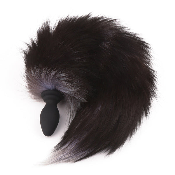 Silver Fox Tail Vibrating Butt Plug With Remote