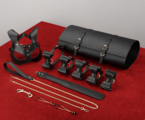 Trio Hide Luxury Bondage Gear Kit - 10 pieces