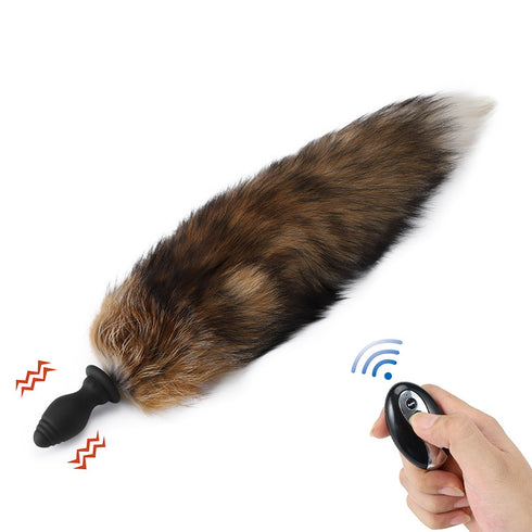 CHAMP Vibrating Fox Tail Butt Plug - Remote control