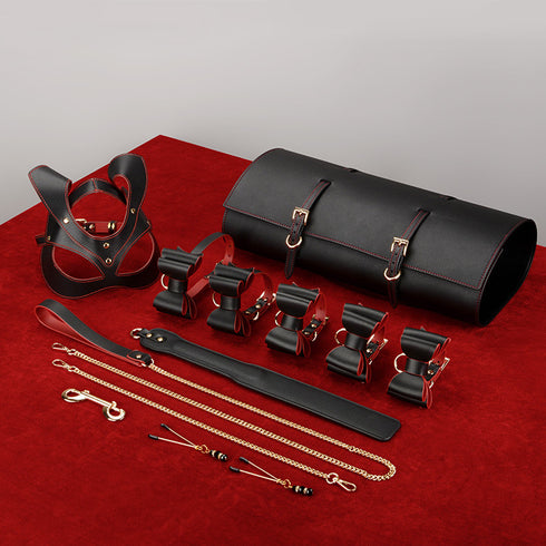 Trio Hide Luxury Bondage Gear Kit - 10 pieces