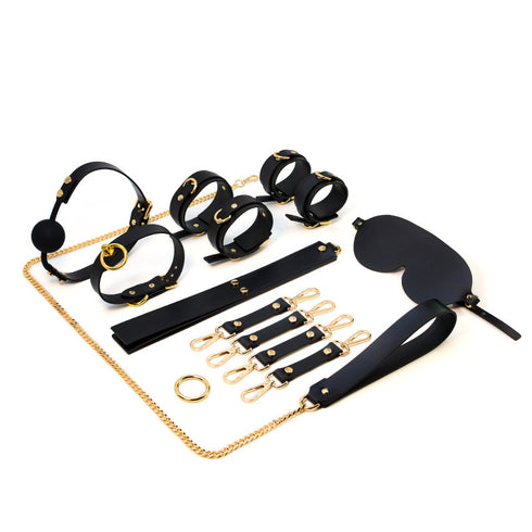 Trio Hide Deluxe Cowhide Bondage Play Set - 8 Pieces