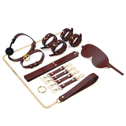 Trio Hide Deluxe Cowhide Bondage Play Set - 8 Pieces