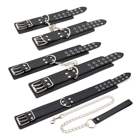 Luxury Heavy Duty PU Leather Bondage Kit - 3 Piece
