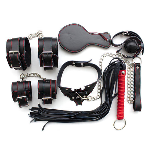 Seduction Series Premium Leather Bondage Kit 8 Piece