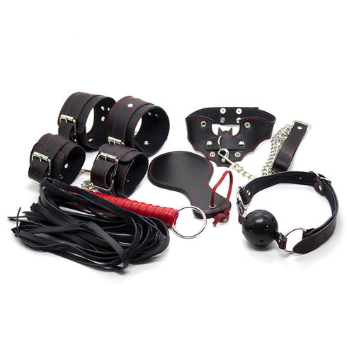 Seduction Series Premium Leather Bondage Kit 8 Piece