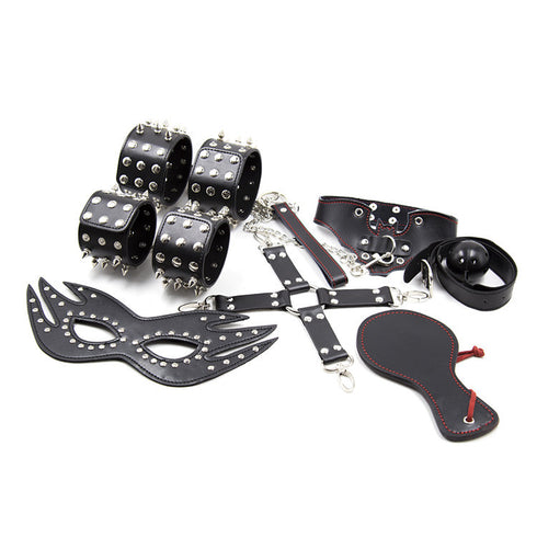 Seduction Series Spiky PU Leather Bondage Kit 9 Piece