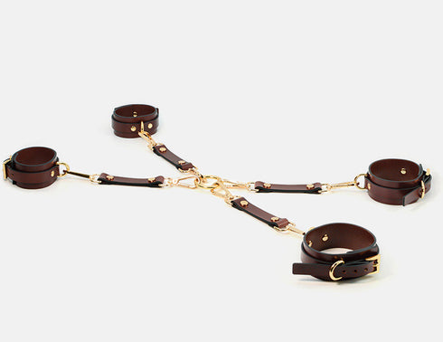 Trio Hide Deluxe Cowhide Bondage Play Set - 9 Pieces