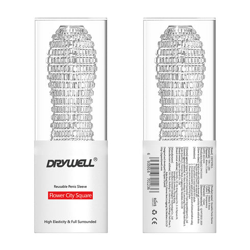 Drywell Reusable Penis Sleeve - Flower City Square - 5.1 Inch