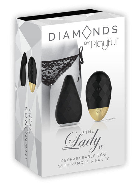 Playful Diamonds The Lady - Rechargeable Panty Vibrator with Remote - Black
