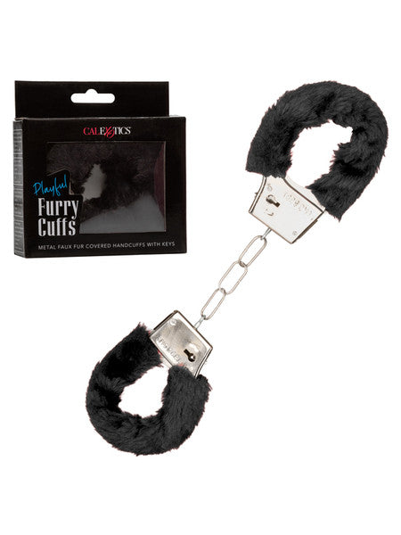 California Exotic Playful Furry Cuffs Black