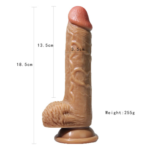 T-Buds Brother Dual Layer Silicone Dildo 7.25 Inch - Tan