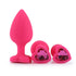 Cherry Buds Silicone Butt Plug Set of 3 - Pink Heart