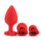 Cherry Buds Silicone Butt Plug Set of 3 - Red Heart