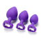 Lovendur Silicone Butt Plug Set of 3 - Heart Shape Base - Purple