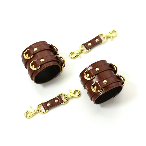 Trio Hide Luxury Double Locking Cowhide Handcuffs