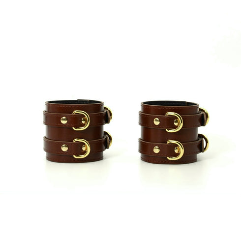 Trio Hide Luxury Double Locking Cowhide Handcuffs