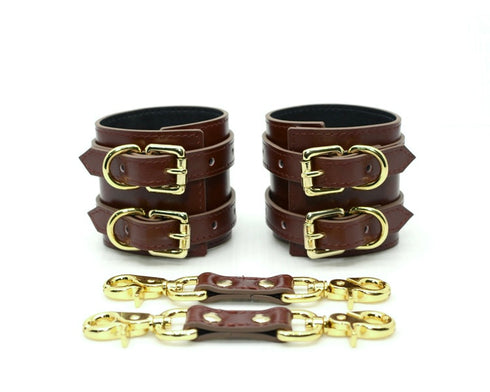 Trio Hide Luxury Double Locking Cowhide Handcuffs