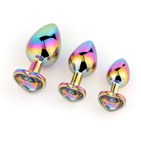 Champ Rainbow Heart Butt Plug Set of 3