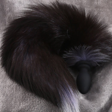 Silver Fox Tail Vibrating Butt Plug With Remote