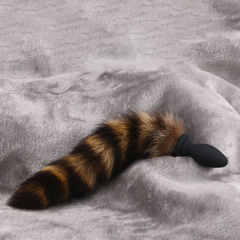 Raccoon Tail Vibrating Butt Plug With Remote