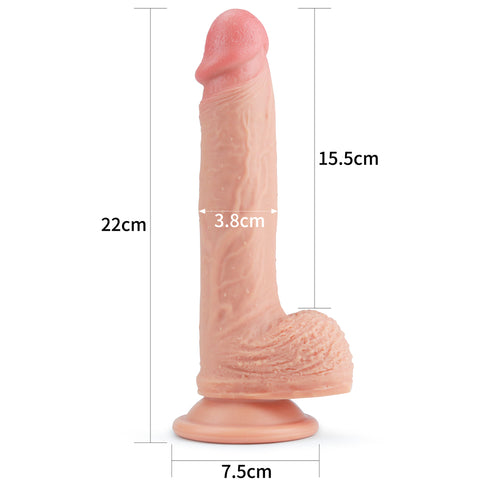 LOVETOY DUAL LAYERED PREMIUM LIQUID SIlICONE REALISTIC DILDO 8.5 INCH