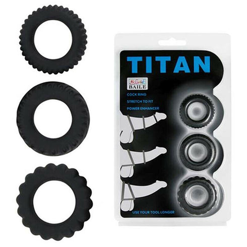 BAILE Titan Cock Rings - 3 Pack