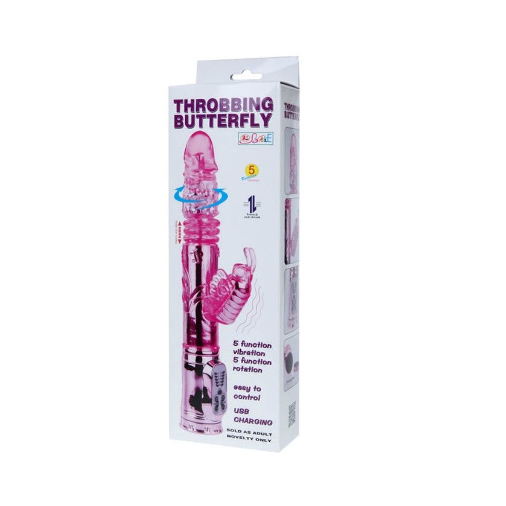 Throbbing Butterfly Rabbit Vibrator (30cm) LoveStash Throbbing Butterfly Rabbit Vibrator (30cm) LoveStash